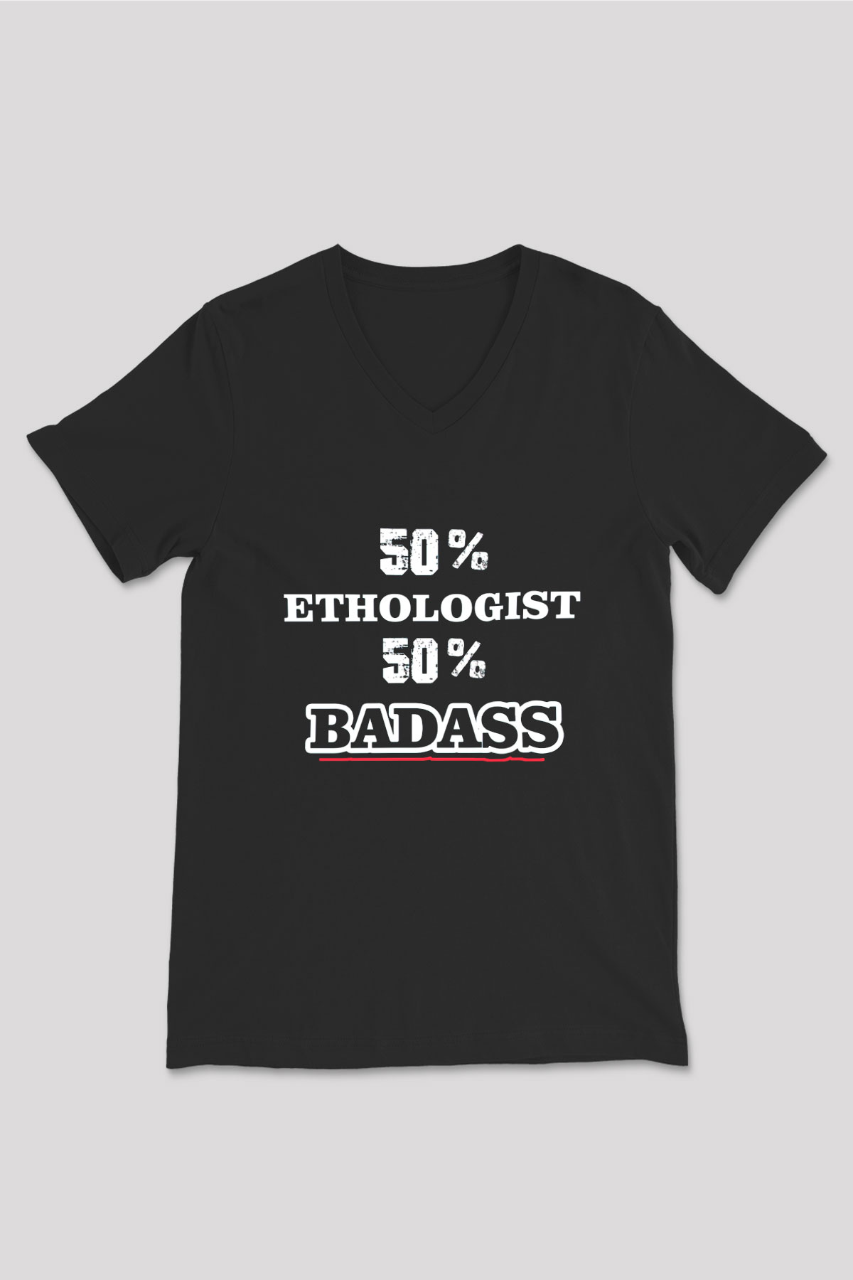 Etolojist Siyah Unisex V Yaka Tişört