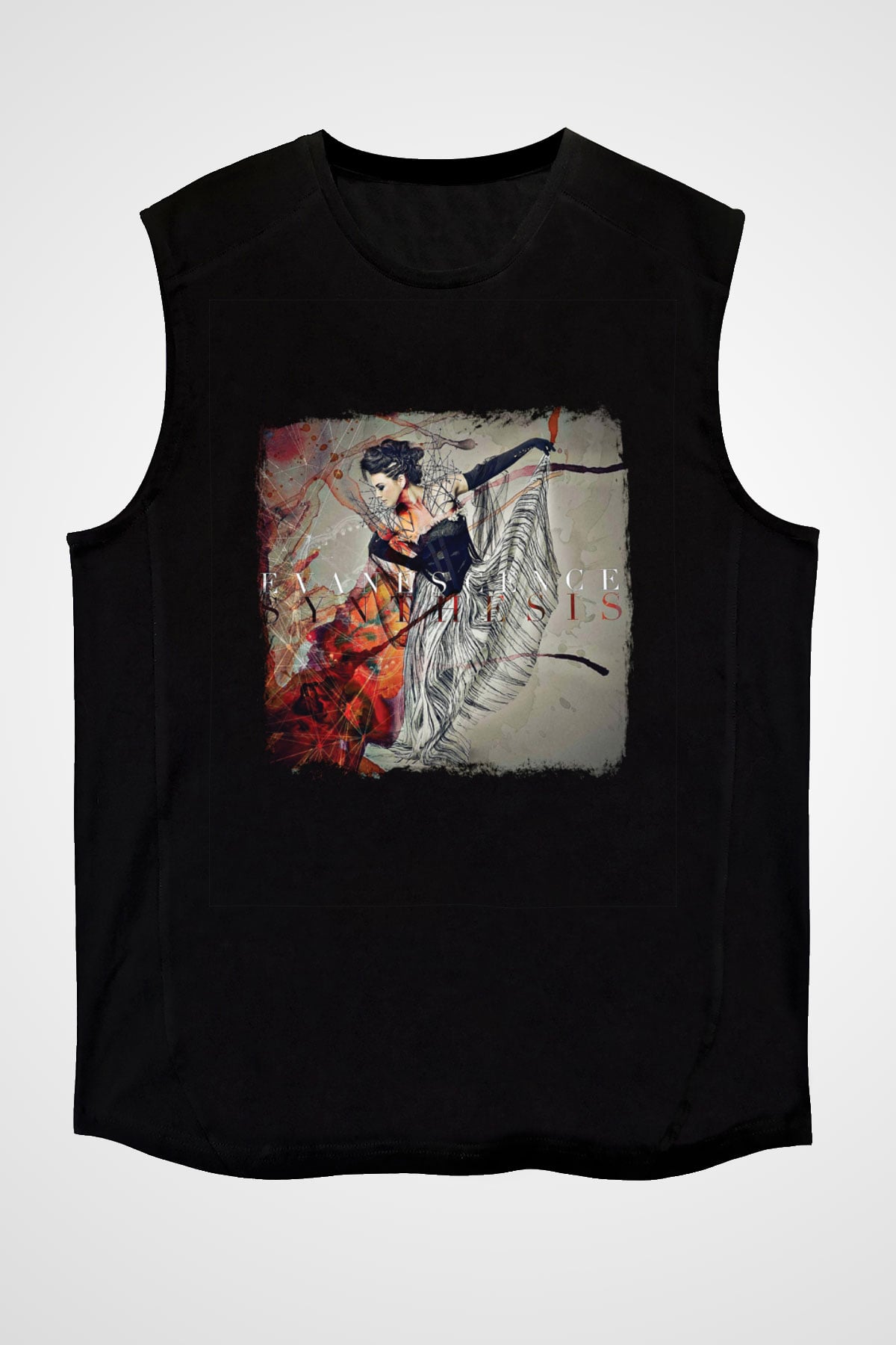 Evanescence Baskılı Unisex Siyah Kolsuz Tişört