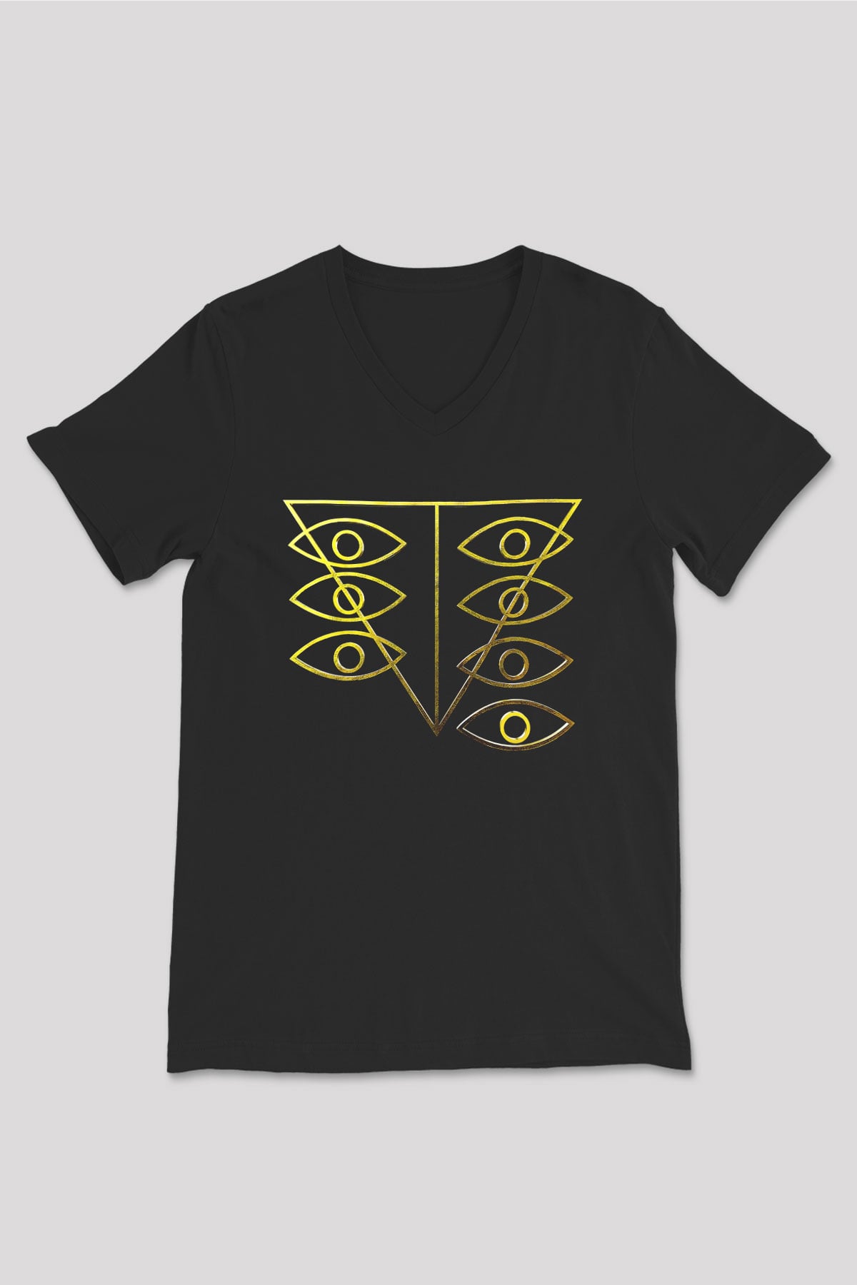Evangelion Baskılı Unisex Siyah V Yaka Tişört - Tshirt