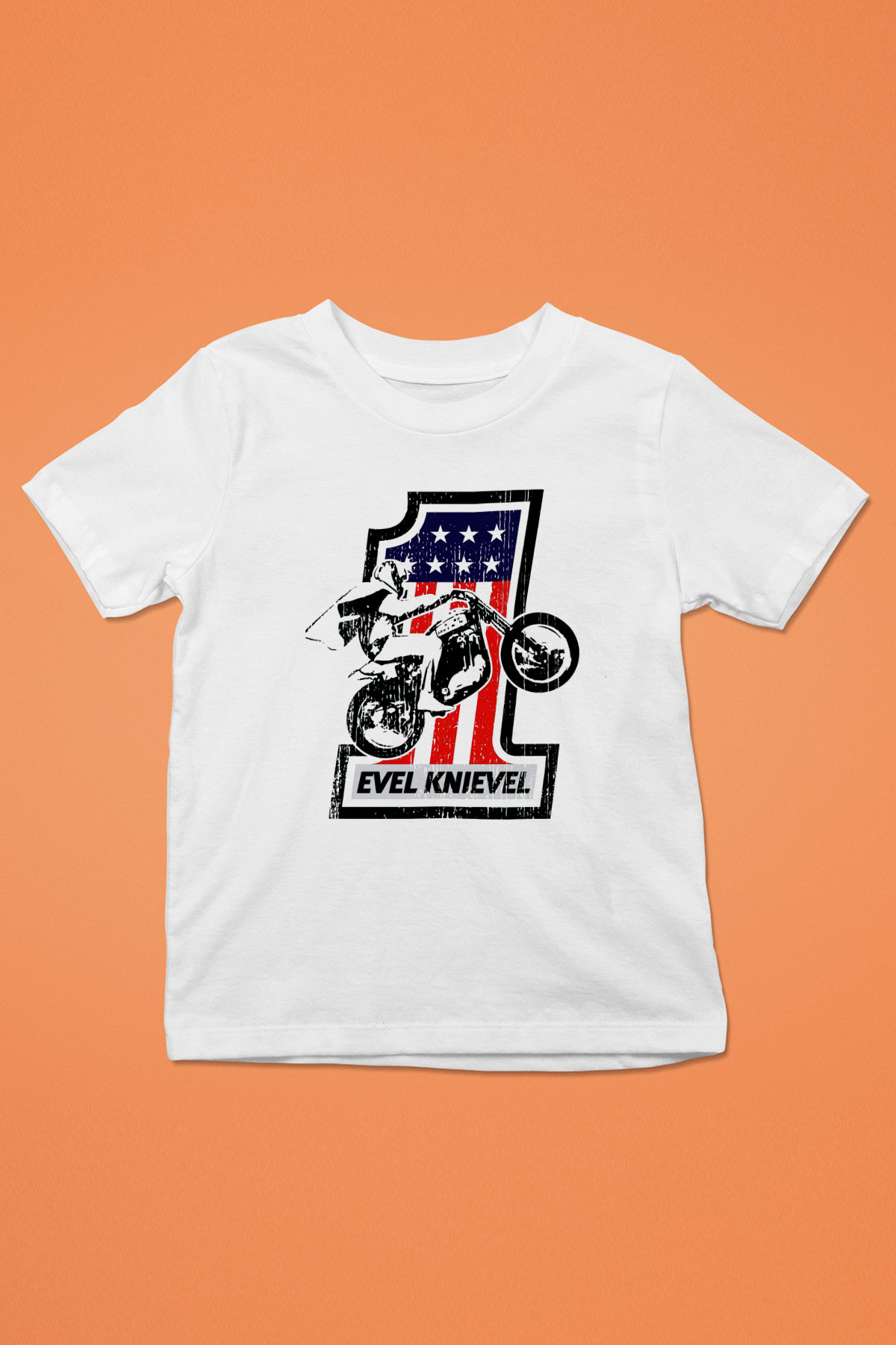 Evel Knievel Beyaz Unisex  Çocuk Tişört