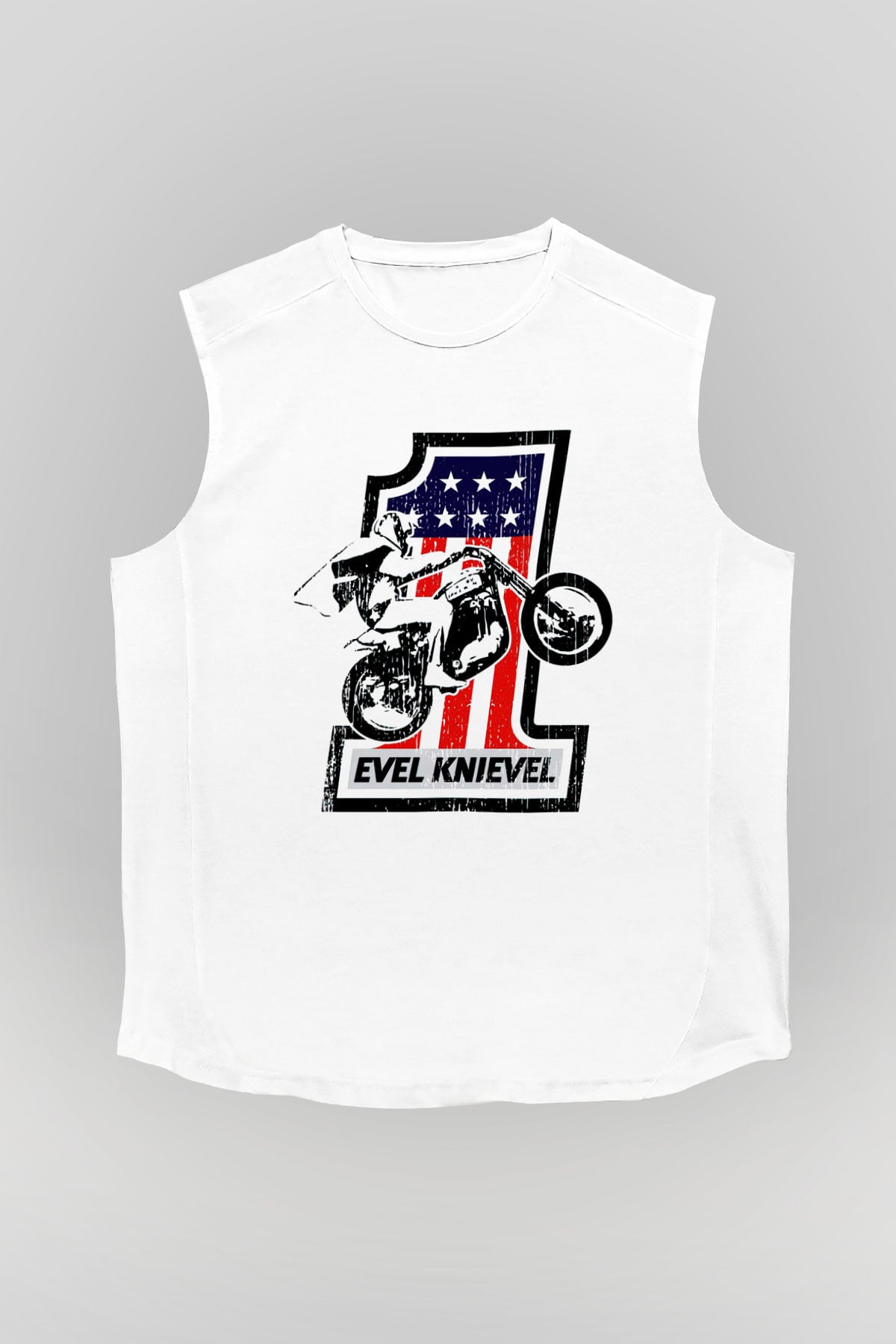 Evel Knievel Beyaz Unisex  Kolsuz Tişört