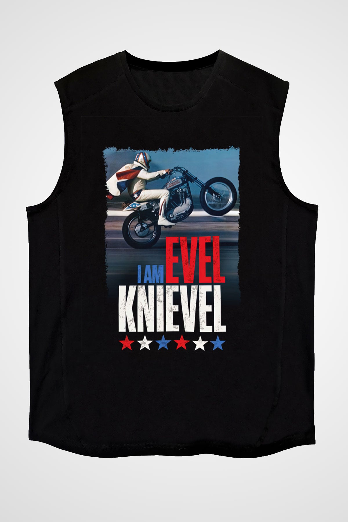 Evel Knievel Siyah Unisex  Kolsuz Tişört