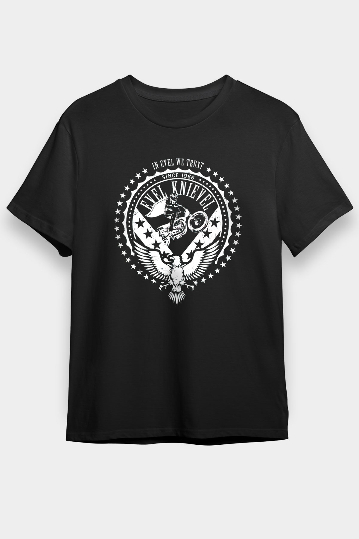 Evel Knievel Siyah Unisex Tişört
