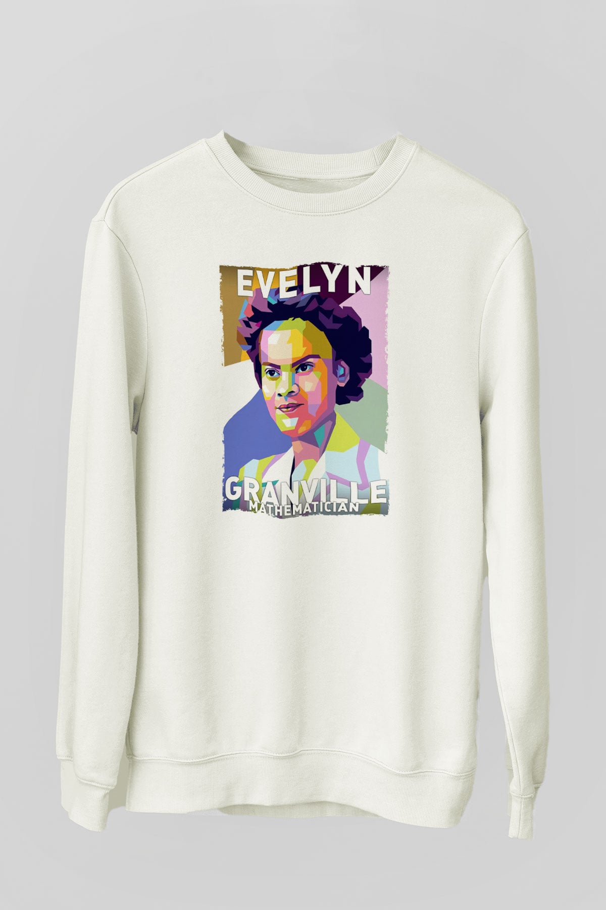 Evelyn Granville Baskılı Unisex Ekru Sweatshirt
