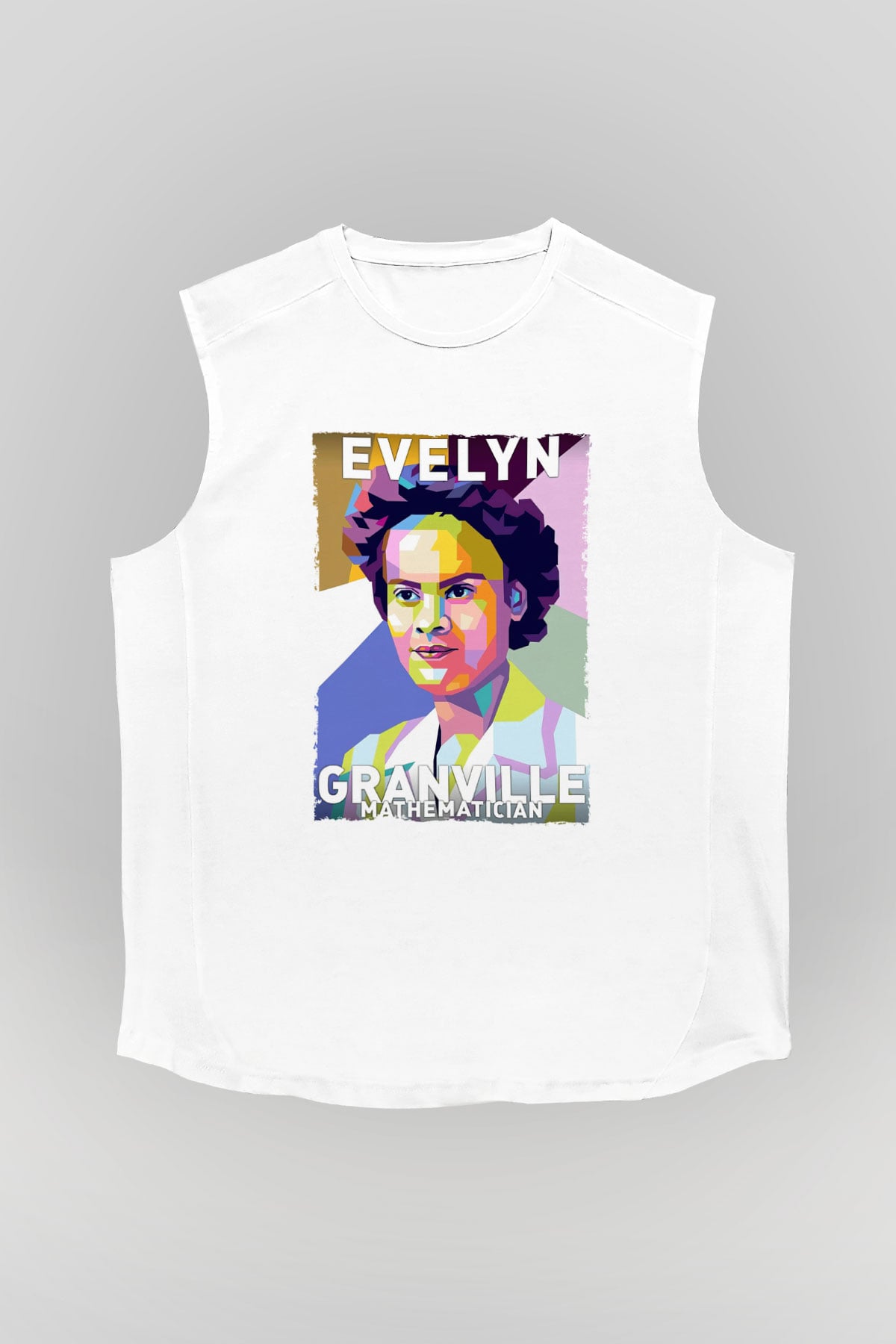 Evelyn Granville Baskılı Unisex Kolsuz Beyaz Tişört - Tshirt