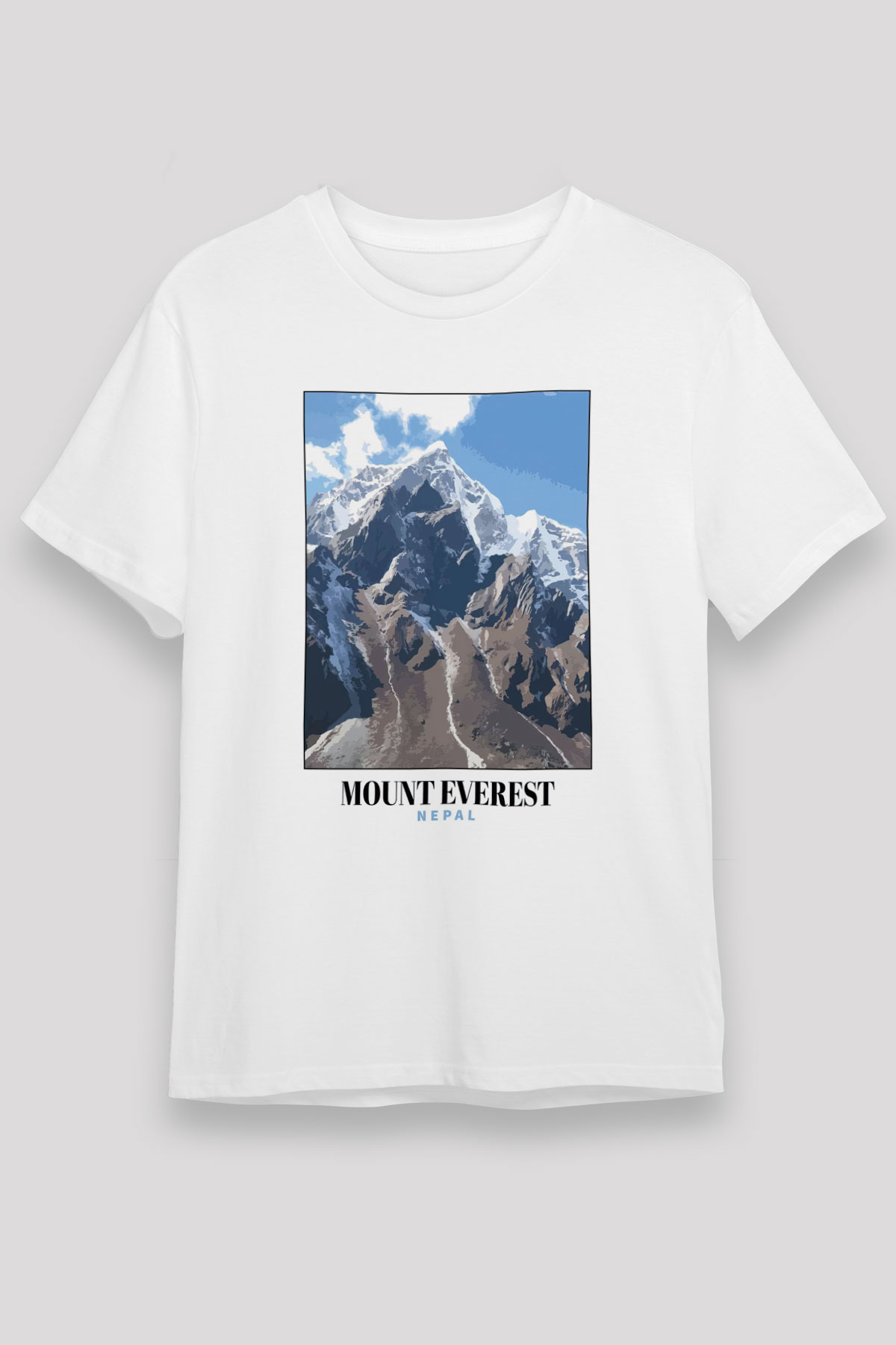 Everest Beyaz Unisex Tişört T-Shirt - TişörtFabrikası