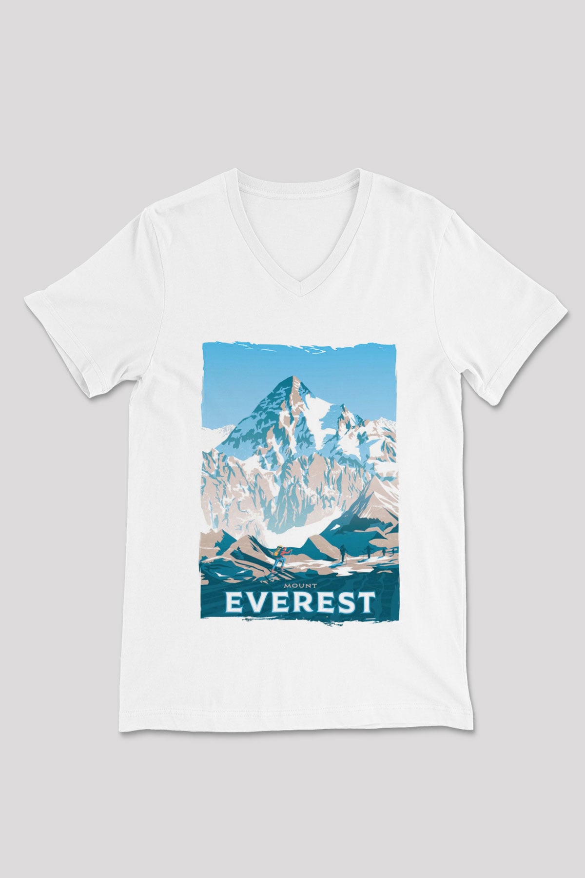 Everest Beyaz Unisex V Yaka Tişört