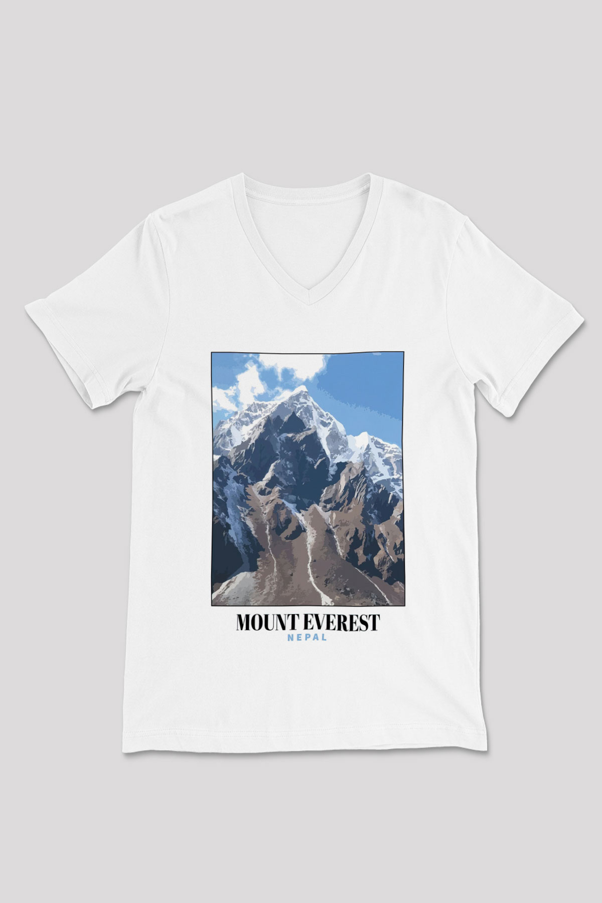 Everest Beyaz Unisex V Yaka Tişört