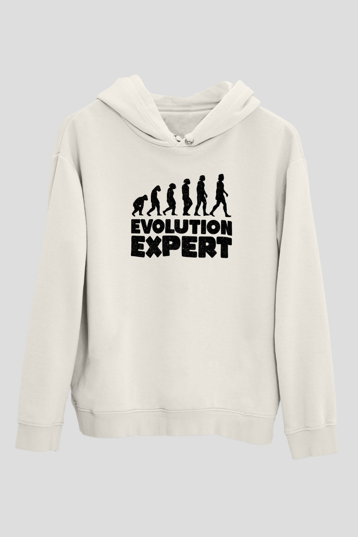 Evrim Biyoloji Baskılı Unisex Ekru Hoodie