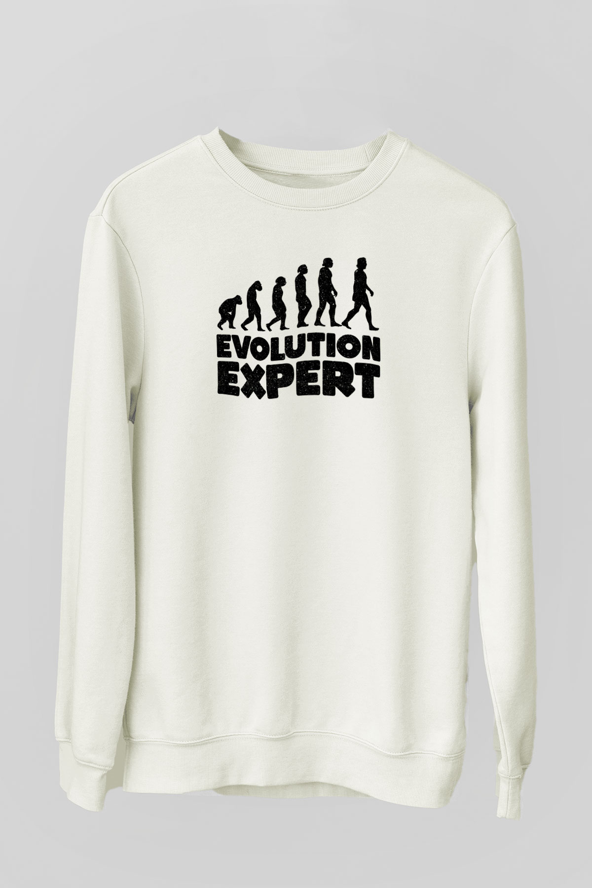 Evrim Biyoloji Baskılı Unisex Ekru Sweatshirt