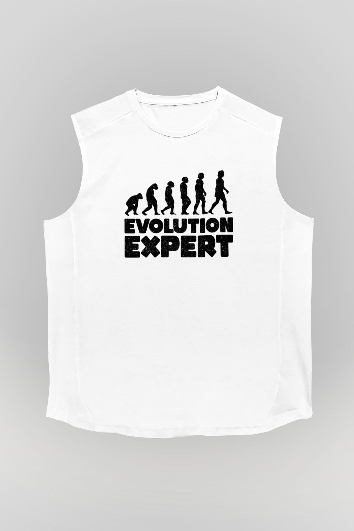 Evrim Biyoloji Baskılı Unisex Kolsuz Beyaz Tişört - Tshirt