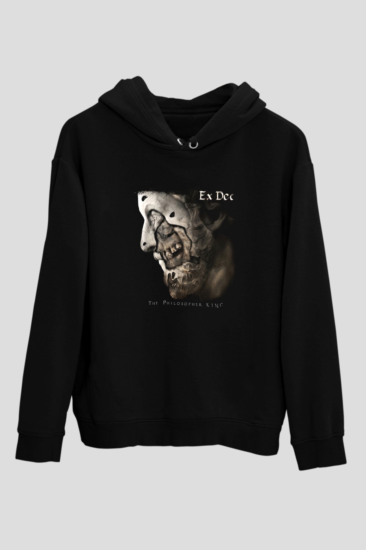 Ex Deo Baskılı Unisex Siyah Hoodie
