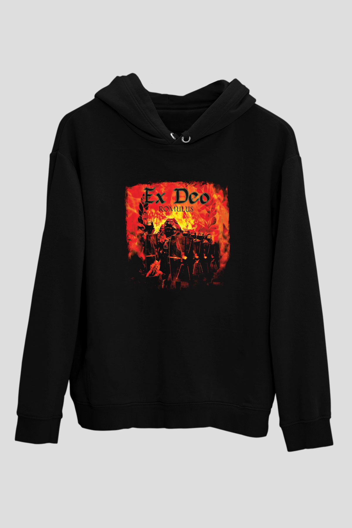 Ex Deo Baskılı Unisex Siyah Hoodie