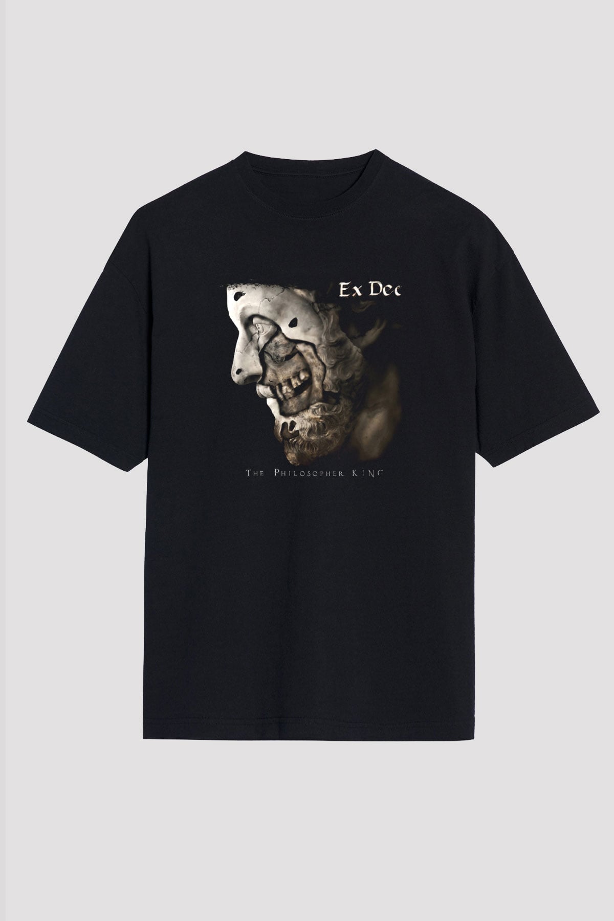 Ex Deo Baskılı Unisex Siyah Oversize Tişört