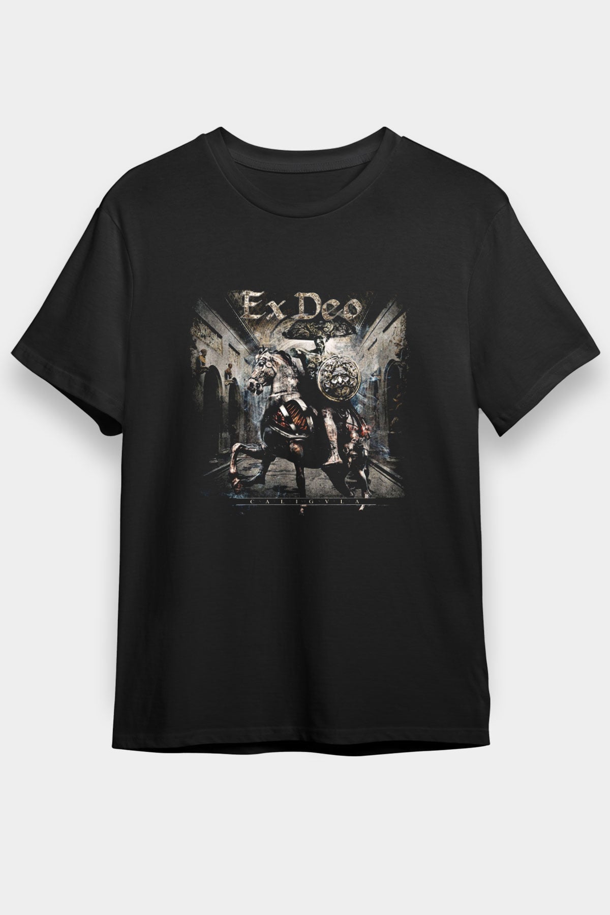 Ex Deo Baskılı Unisex Siyah Tişört