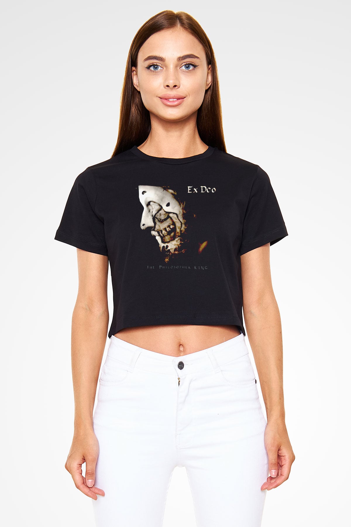 Ex Deo Siyah  Crop Top Tişört