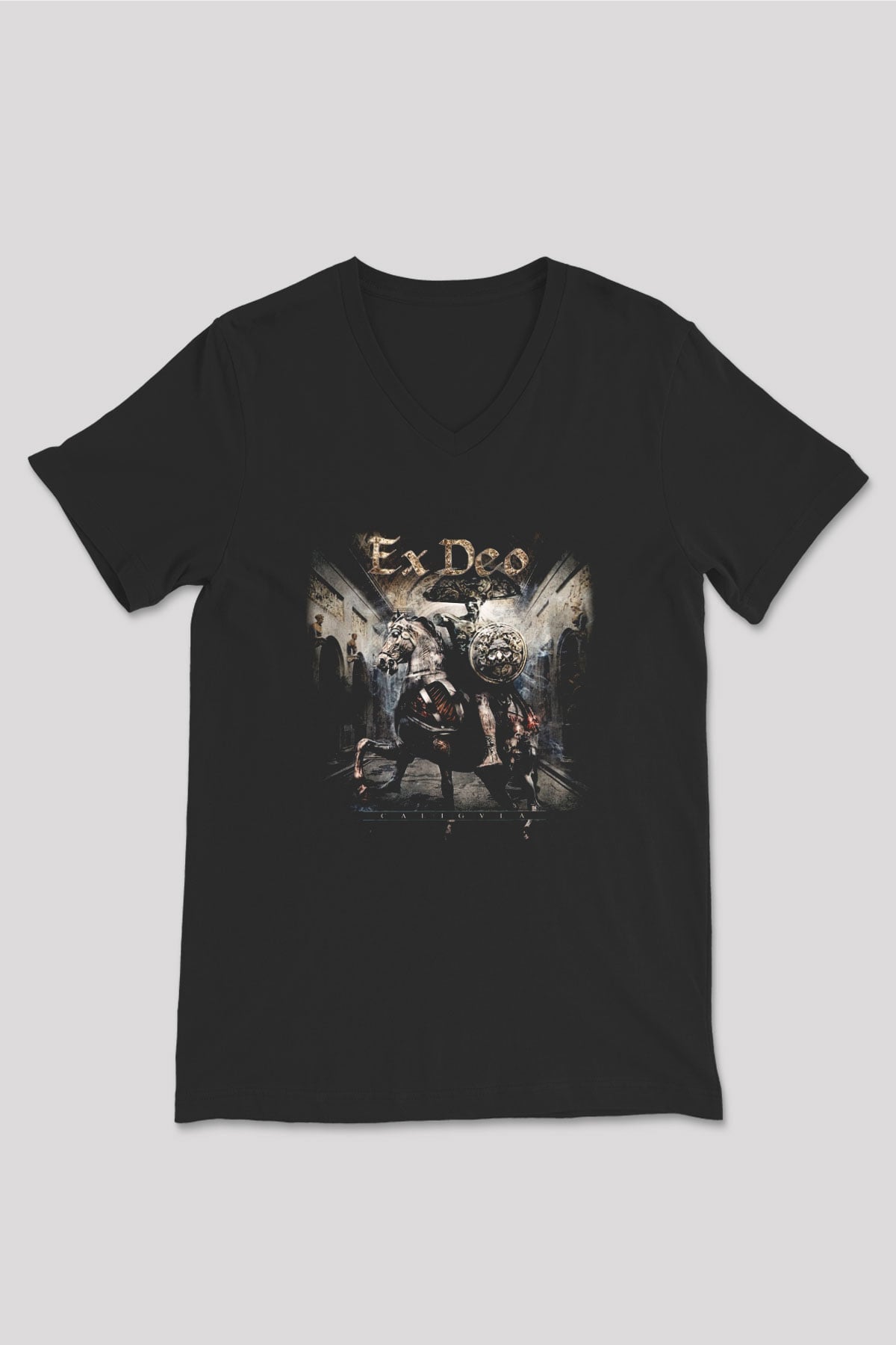 Ex Deo Siyah Unisex V Yaka Tişört T-Shirt