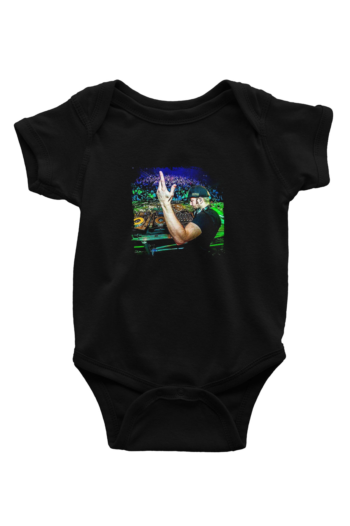 Excision Baskılı Unisex Siyah Bebek Body - Zıbın