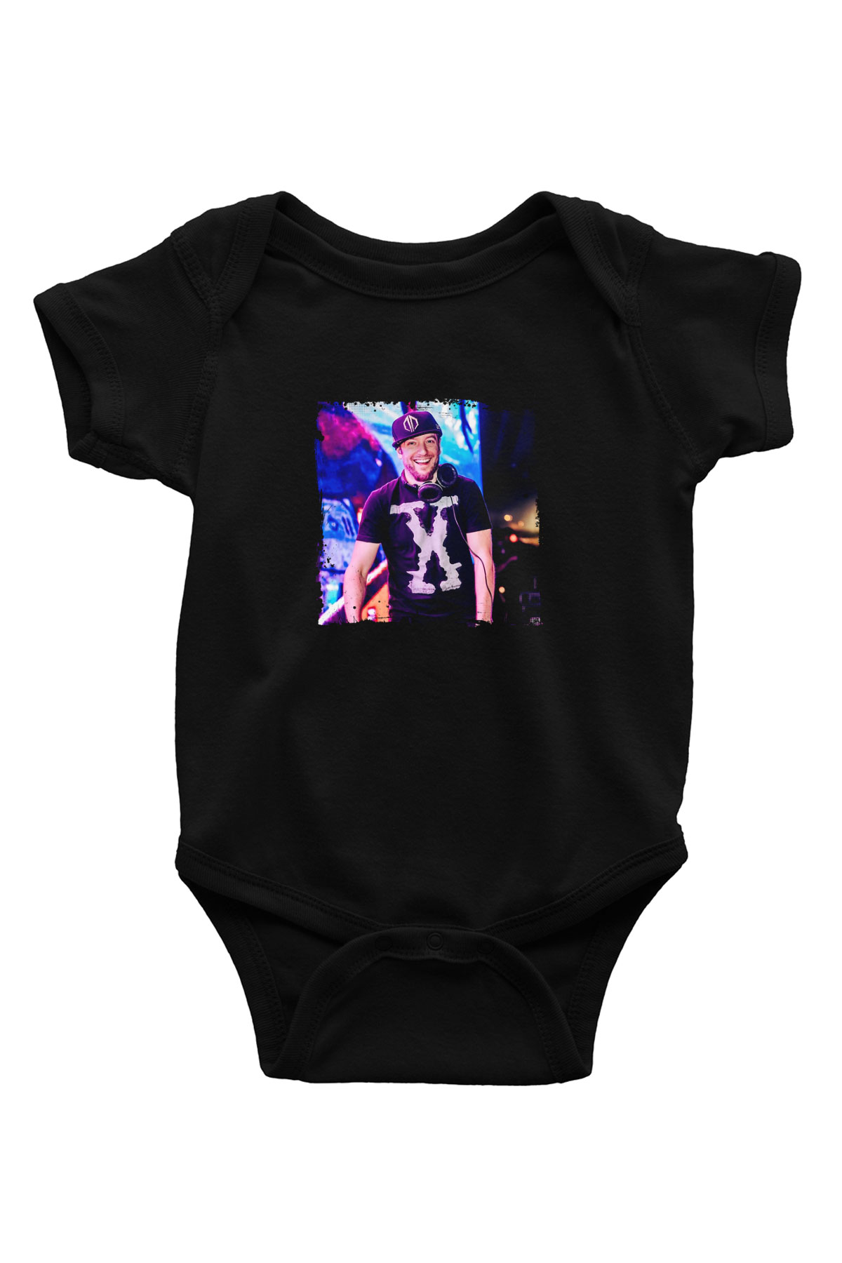 Excision Baskılı Unisex Siyah Bebek Body - Zıbın