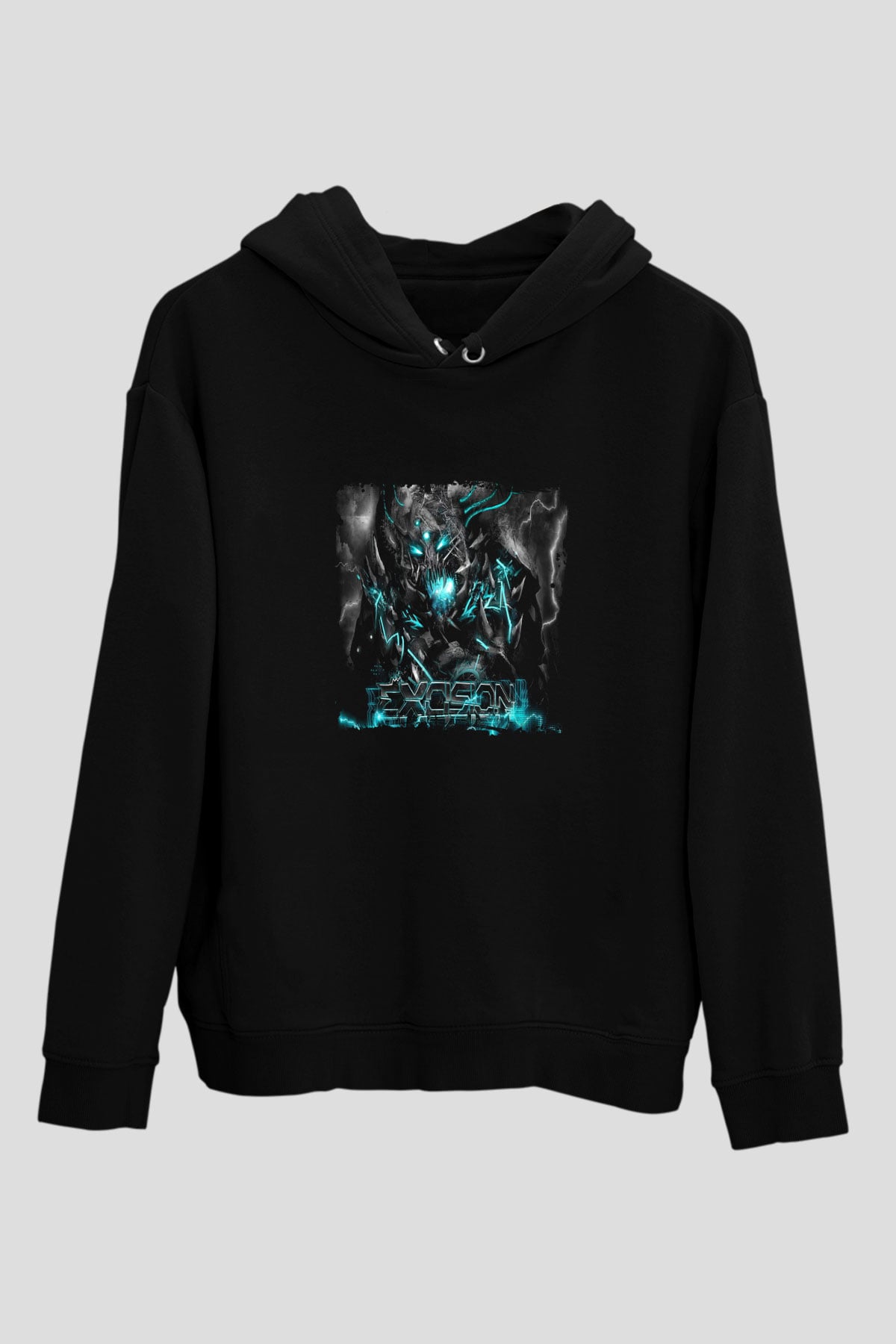Excision Baskılı Unisex Siyah Hoodie