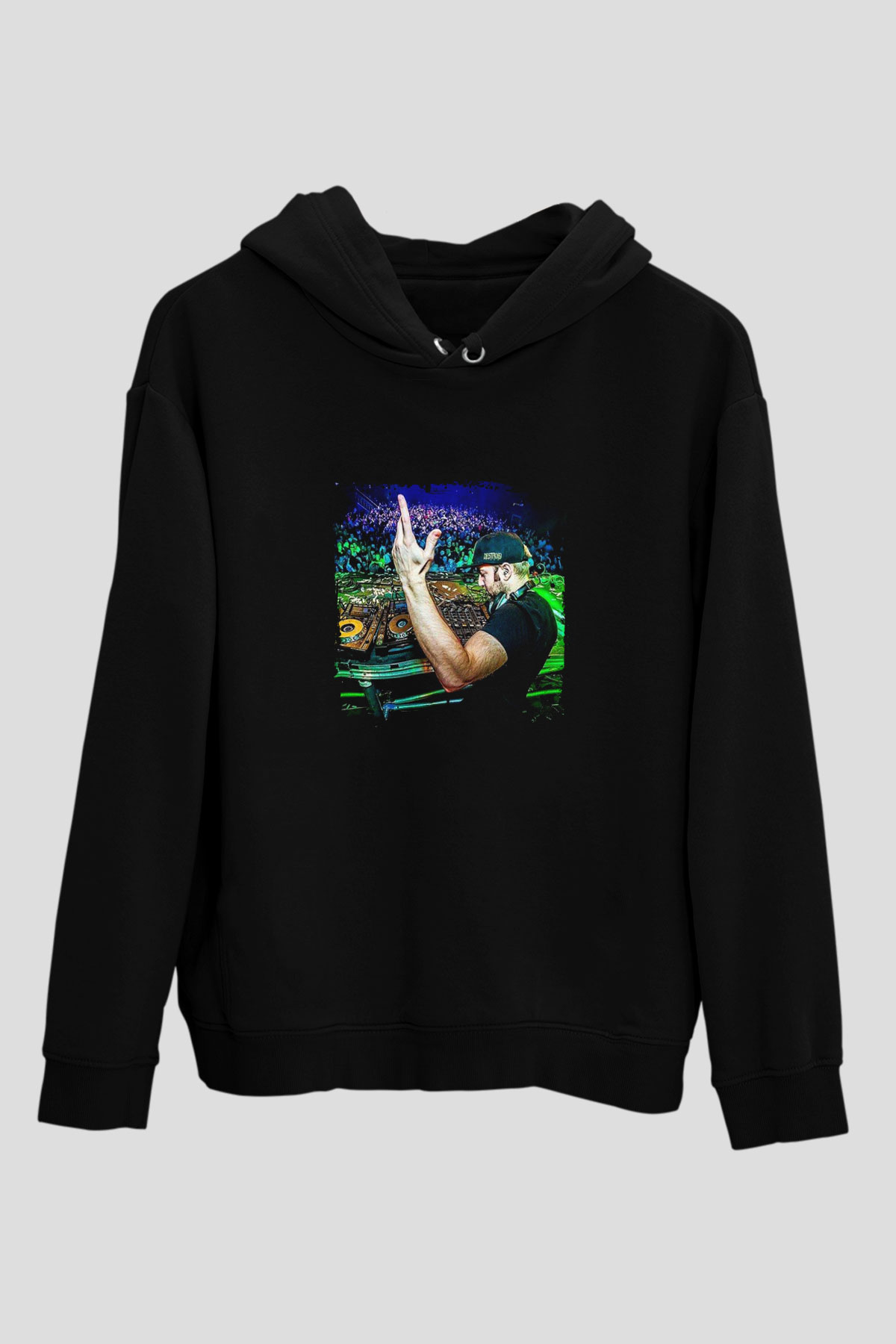 Excision Baskılı Unisex Siyah Hoodie
