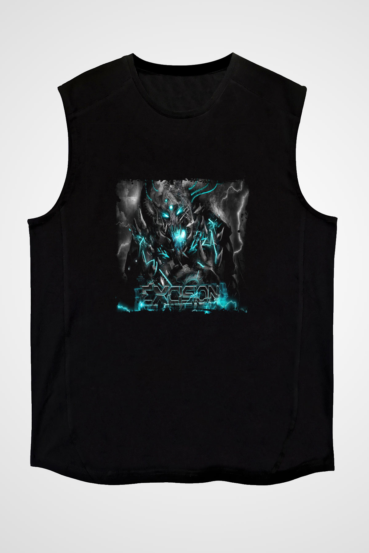 Excision Baskılı Unisex Siyah Kolsuz Tişört