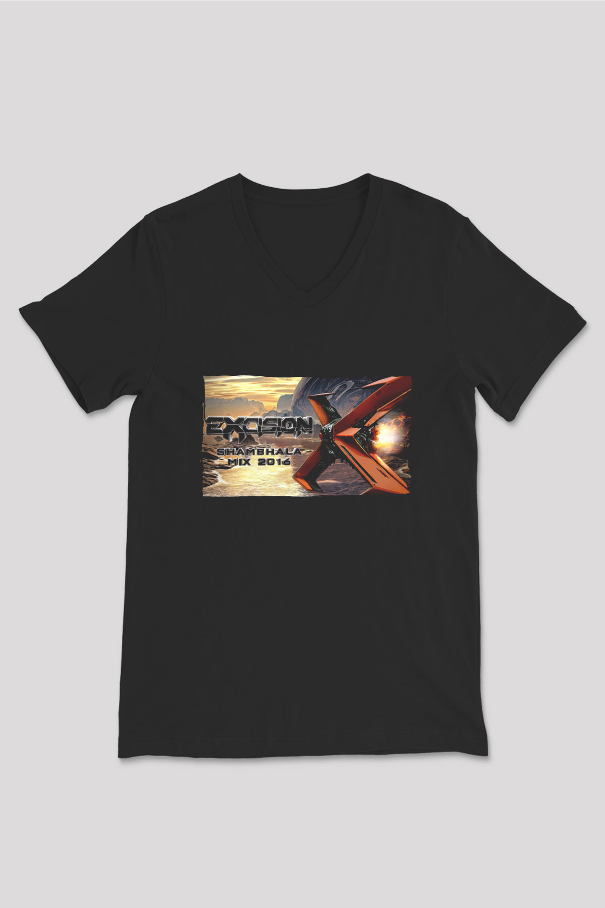 Excision Siyah Unisex V Yaka Tişört