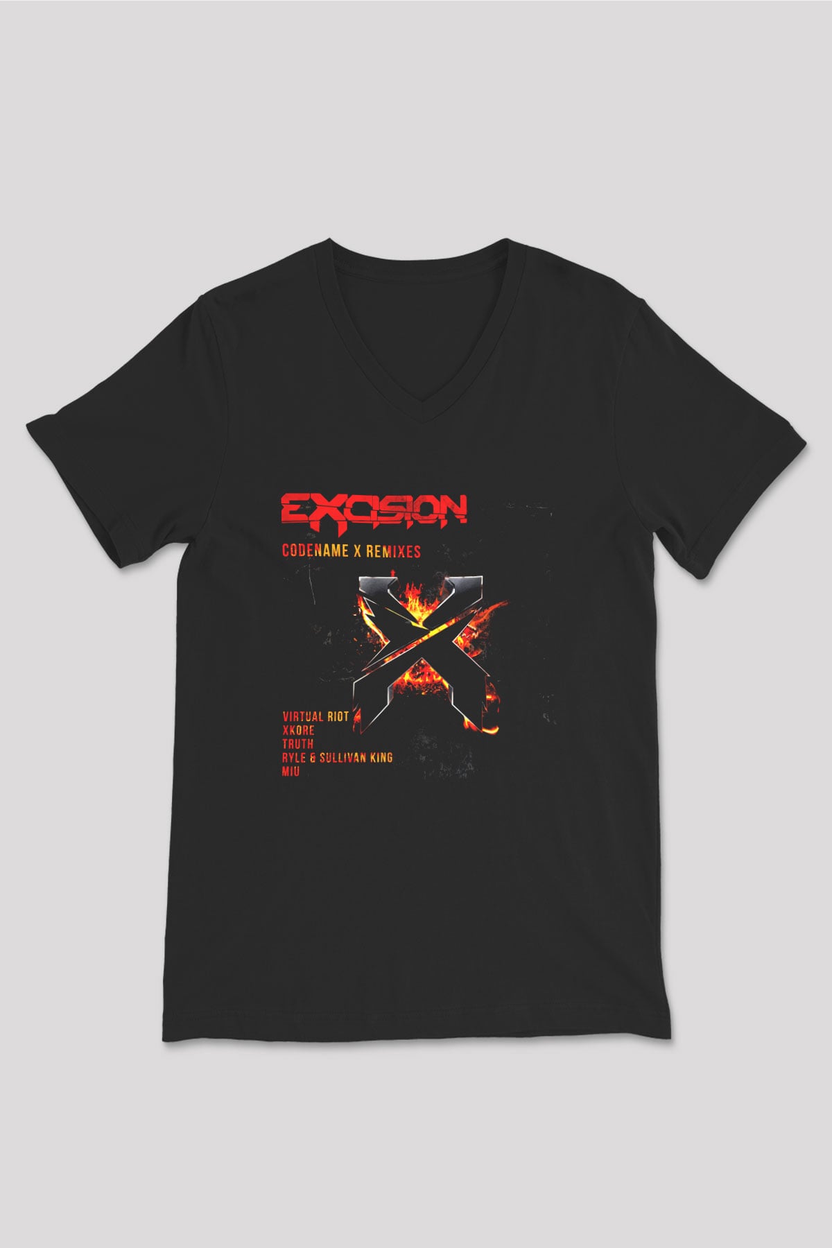 Excision Siyah Unisex V Yaka Tişört T-Shirt