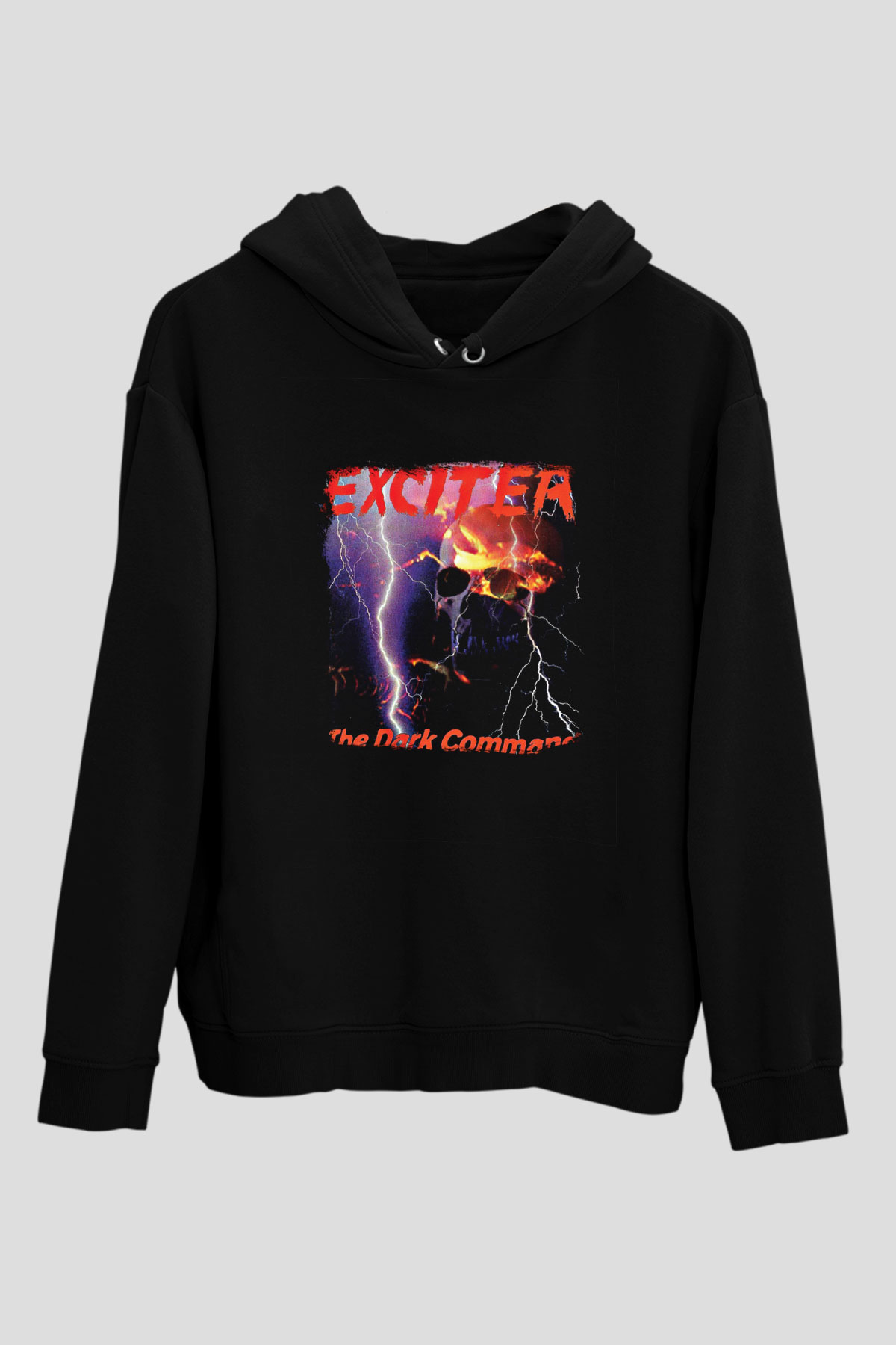 Exciter Baskılı Unisex Siyah Hoodie