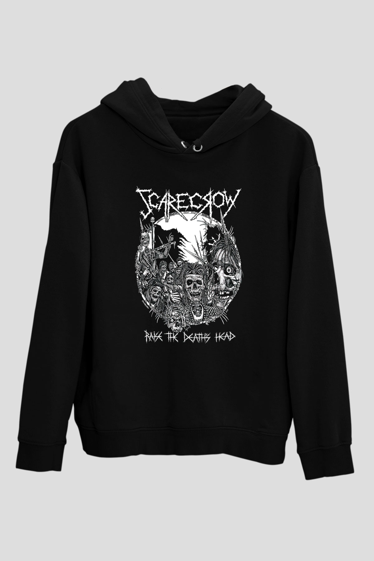 Exhumed Baskılı Unisex Siyah Kapüşonlu Sweatshirt