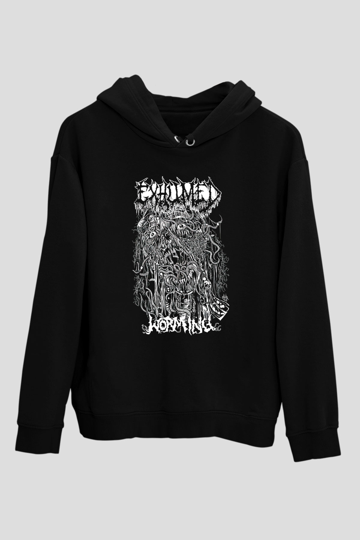 Exhumed Baskılı Unisex Siyah Kapüşonlu Sweatshirt