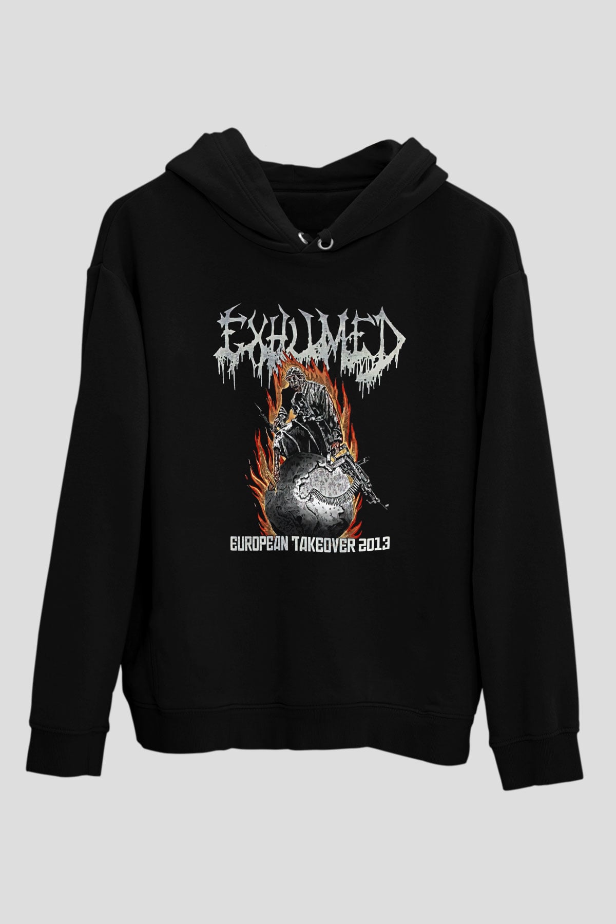 Exhumed Baskılı Unisex Siyah Kapüşonlu Sweatshirt