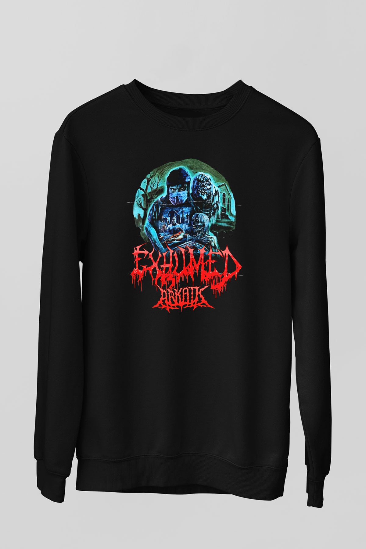 Exhumed Baskılı Unisex Siyah Sweatshirt