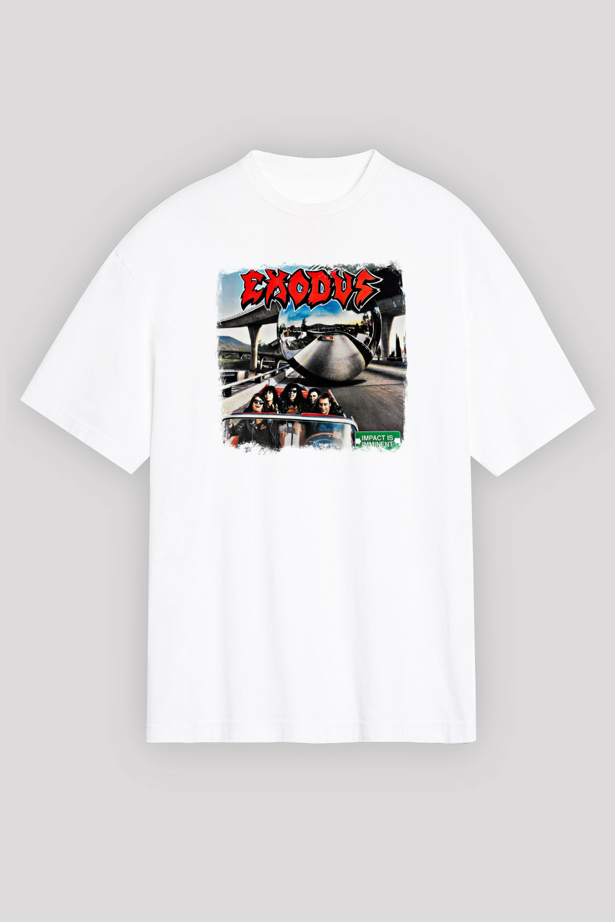 Exodus Baskılı Unisex Beyaz Oversize Tişört