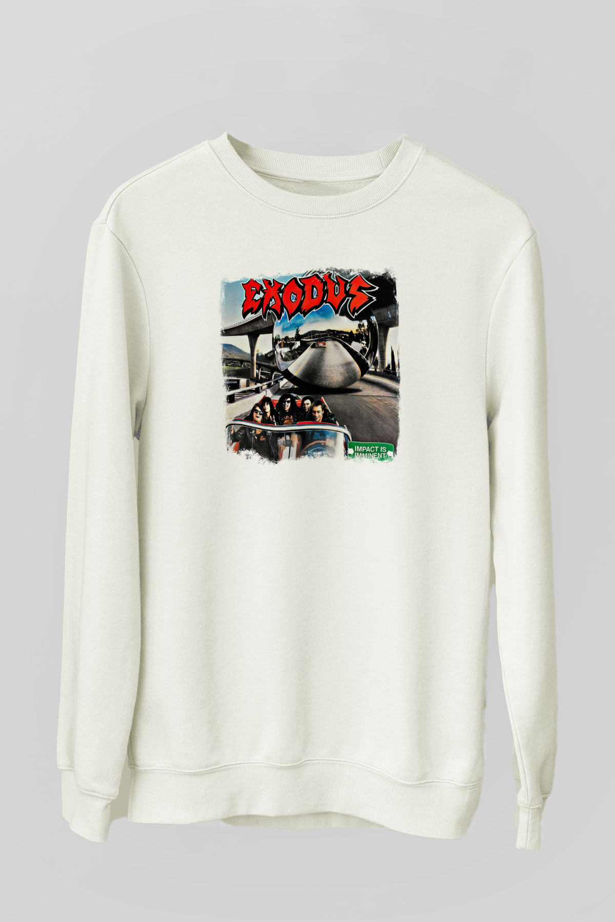 Exodus Baskılı Unisex Beyaz Sweatshirt