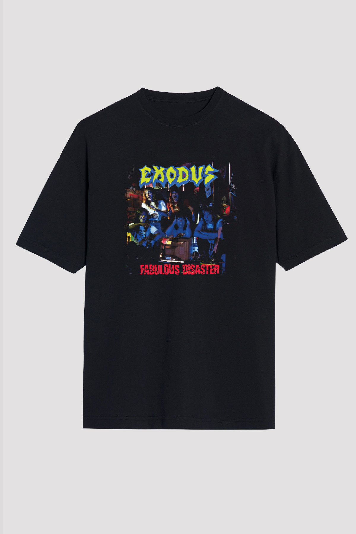 Exodus Baskılı Unisex Siyah Oversize Tişört