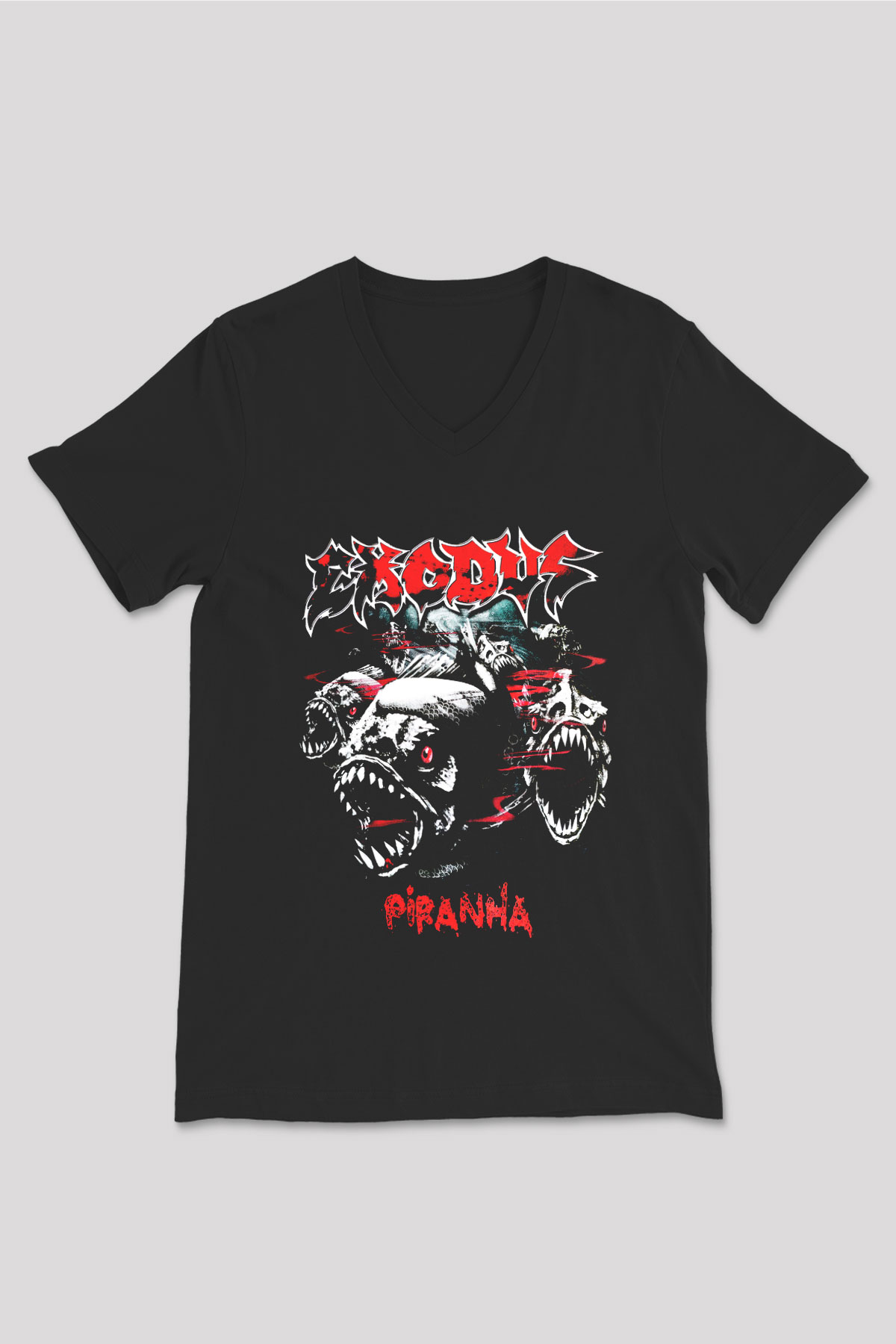 Exodus Siyah Unisex V Yaka Tişört T-Shirt
