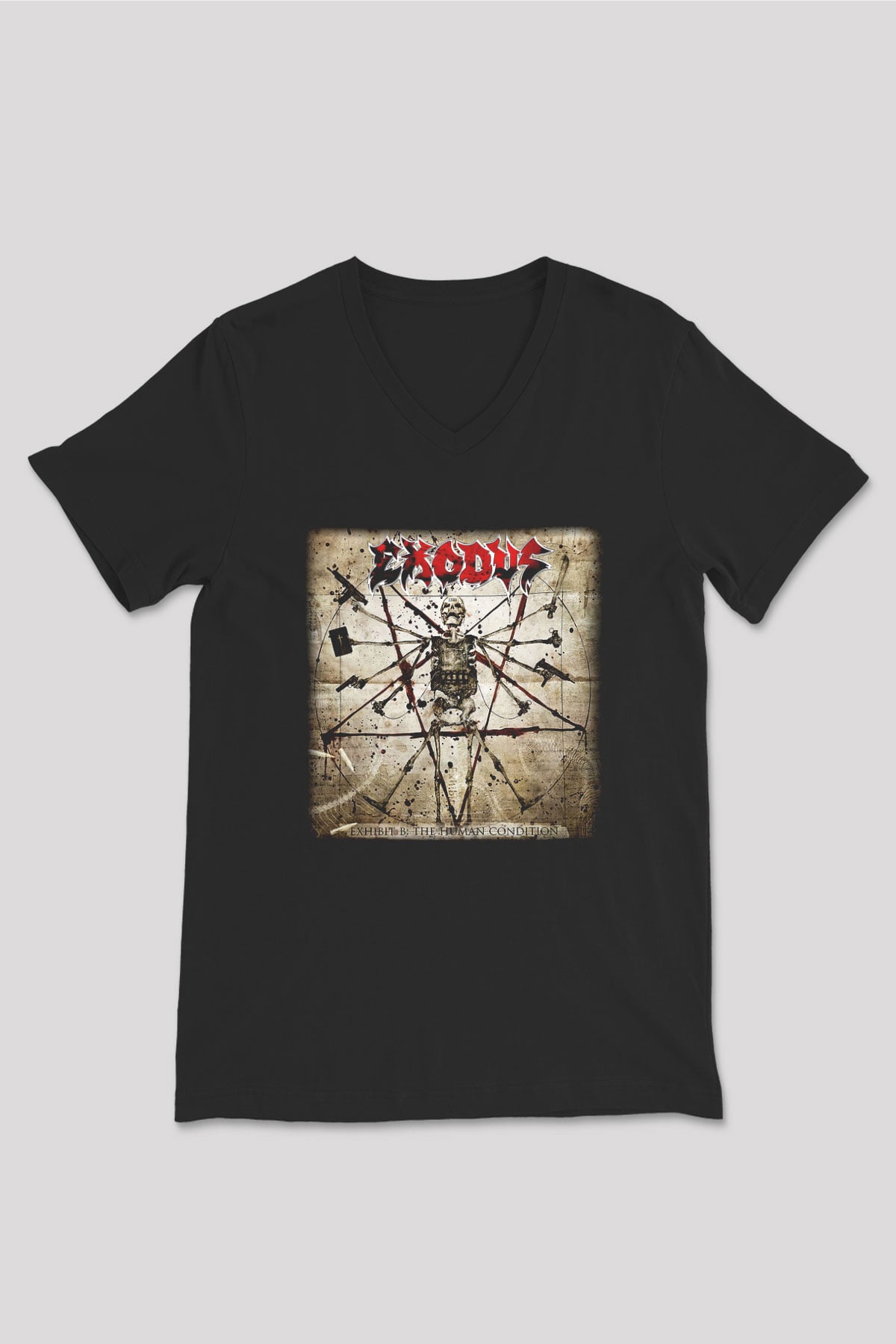 Exodus Siyah Unisex V Yaka Tişört T-Shirt