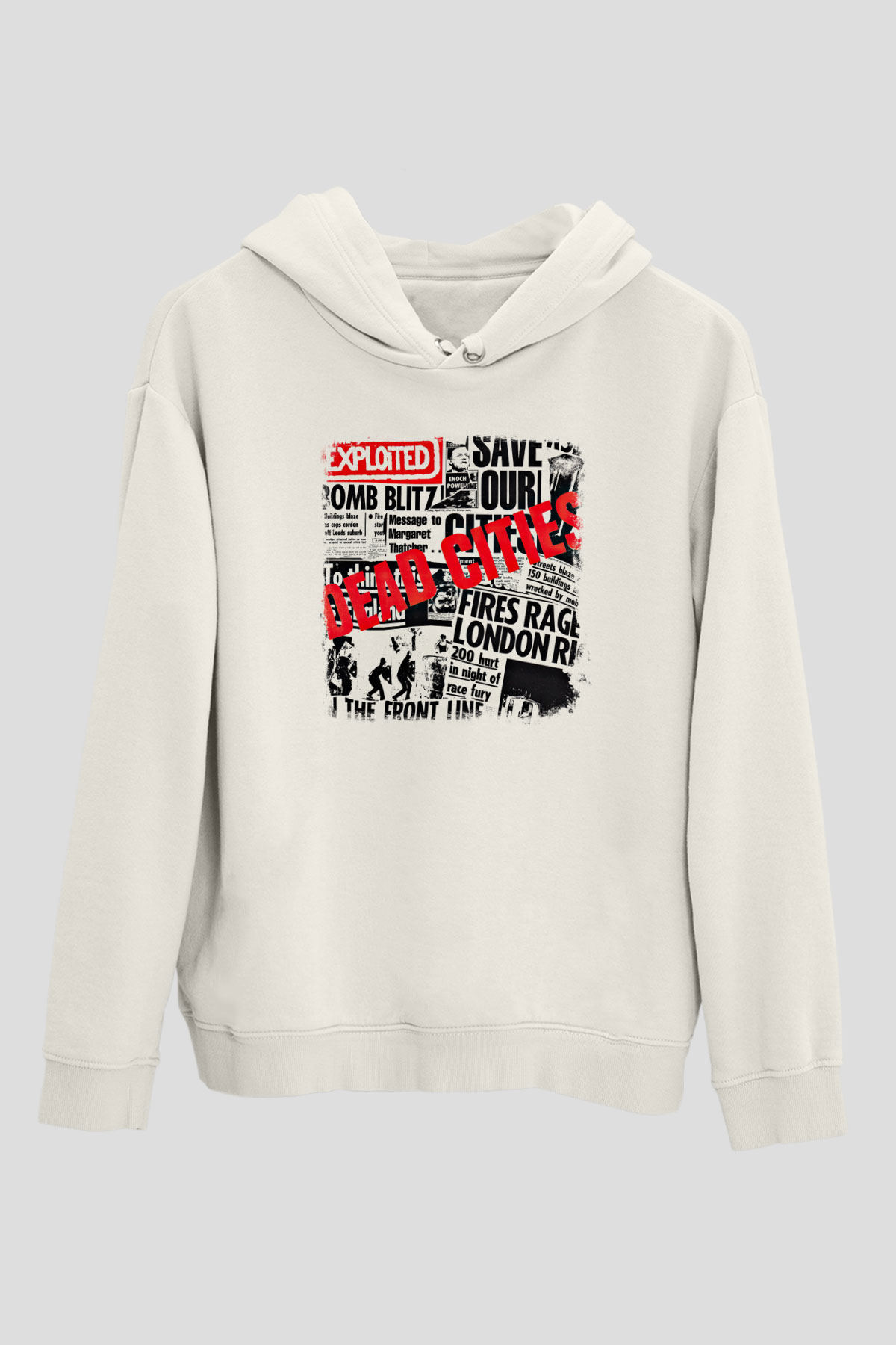 Exploited Baskılı Unisex Beyaz Hoodie