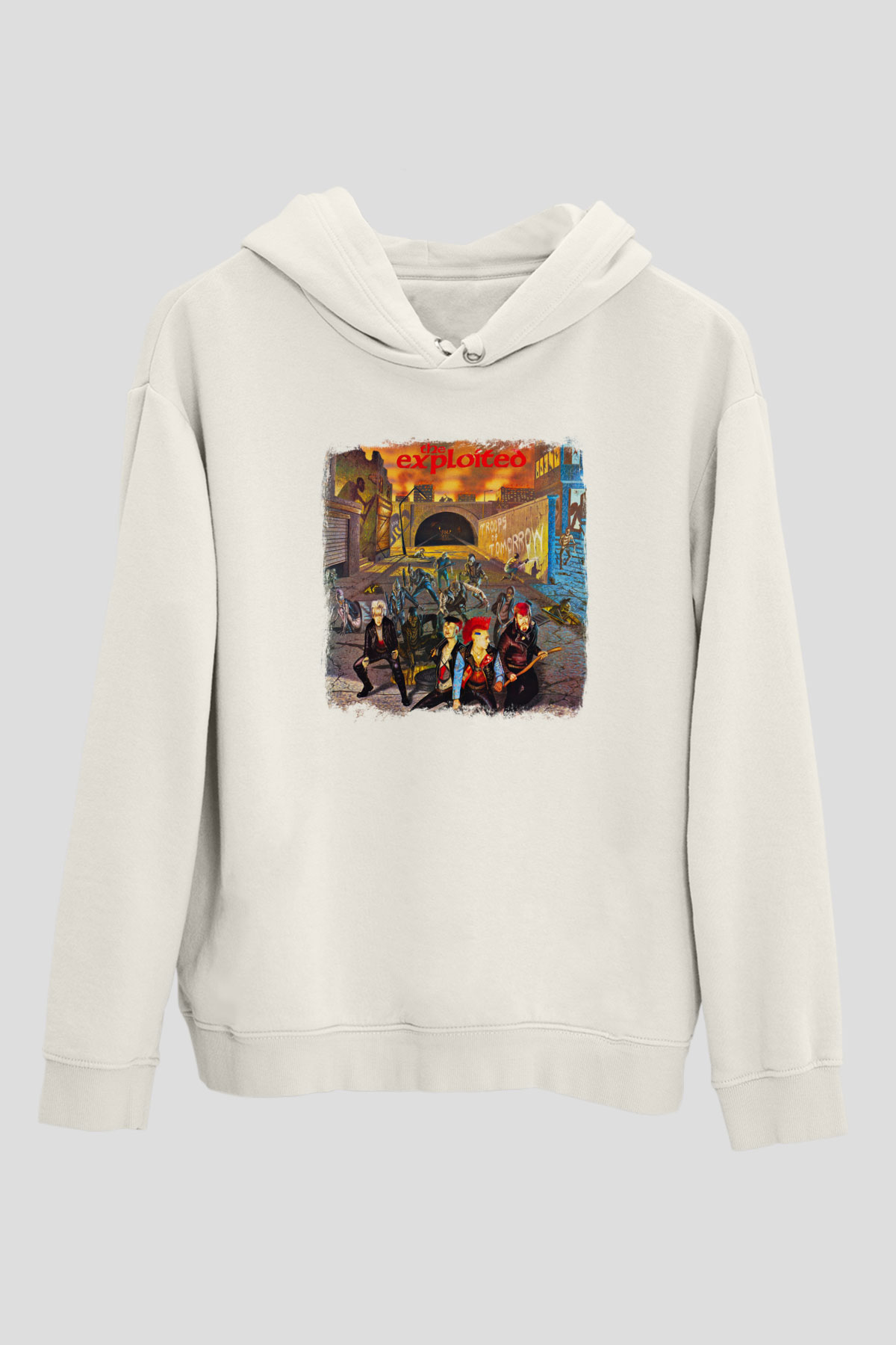 Exploited Baskılı Unisex Beyaz Hoodie
