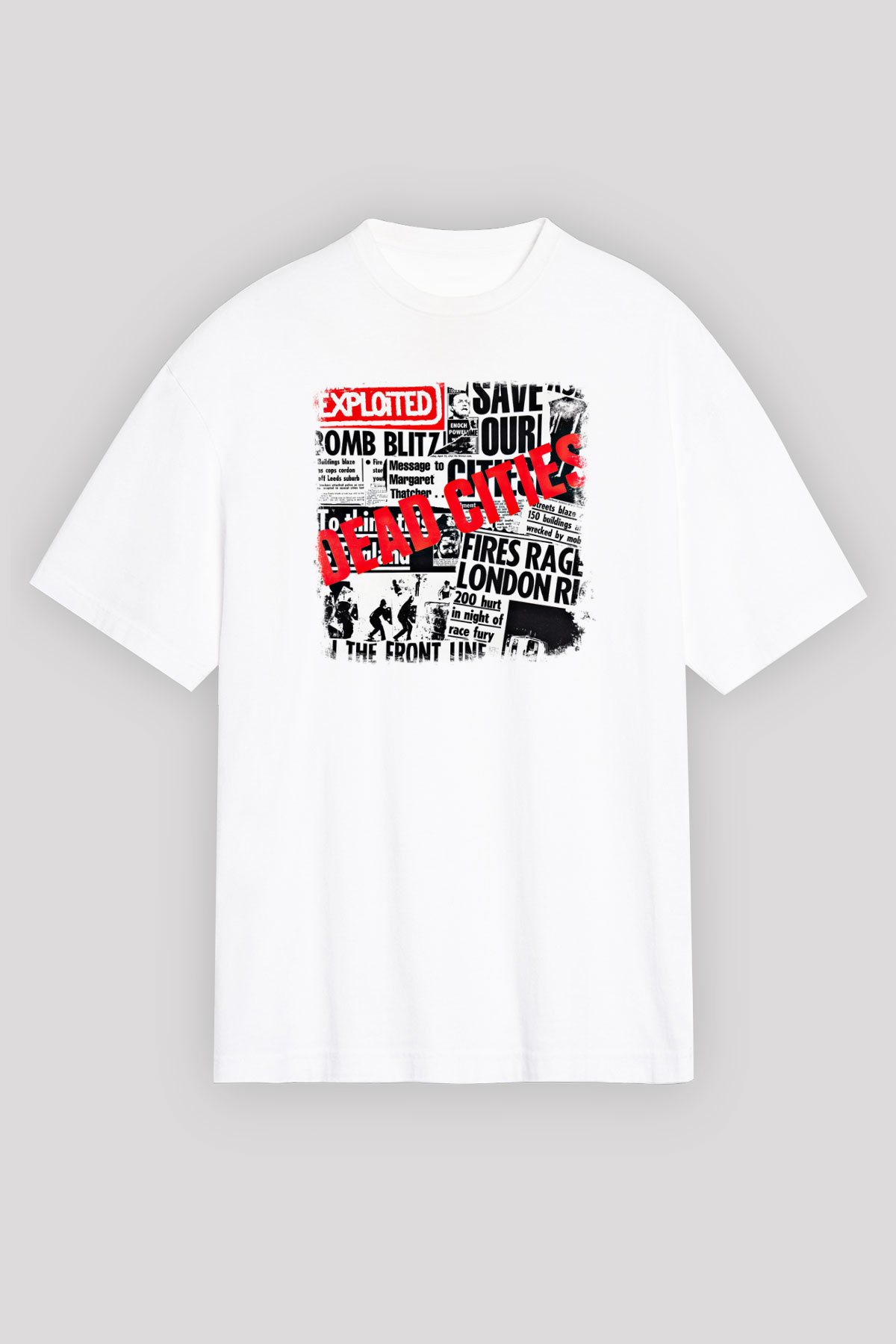 Exploited Baskılı Unisex Beyaz Oversize Tişört