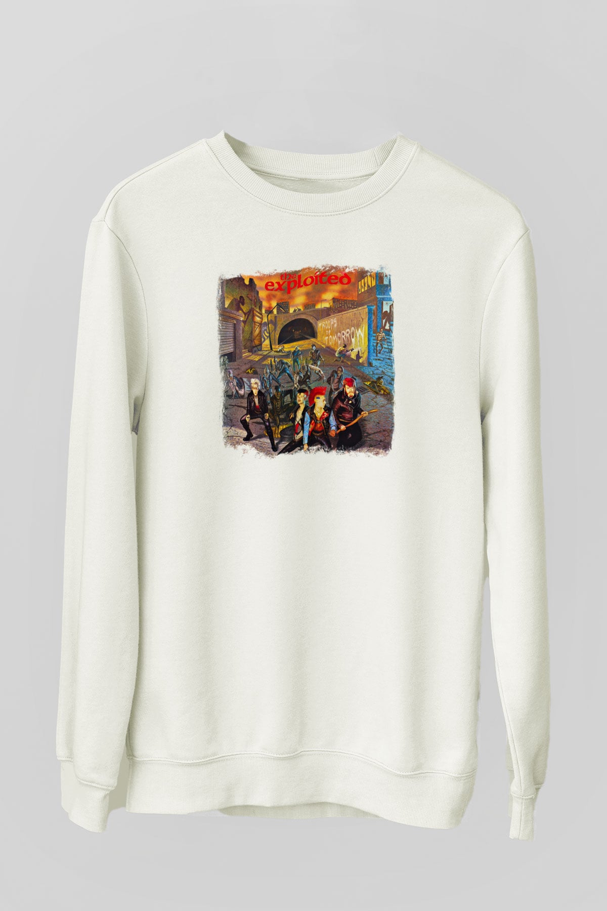 Exploited Baskılı Unisex Beyaz Sweatshirt