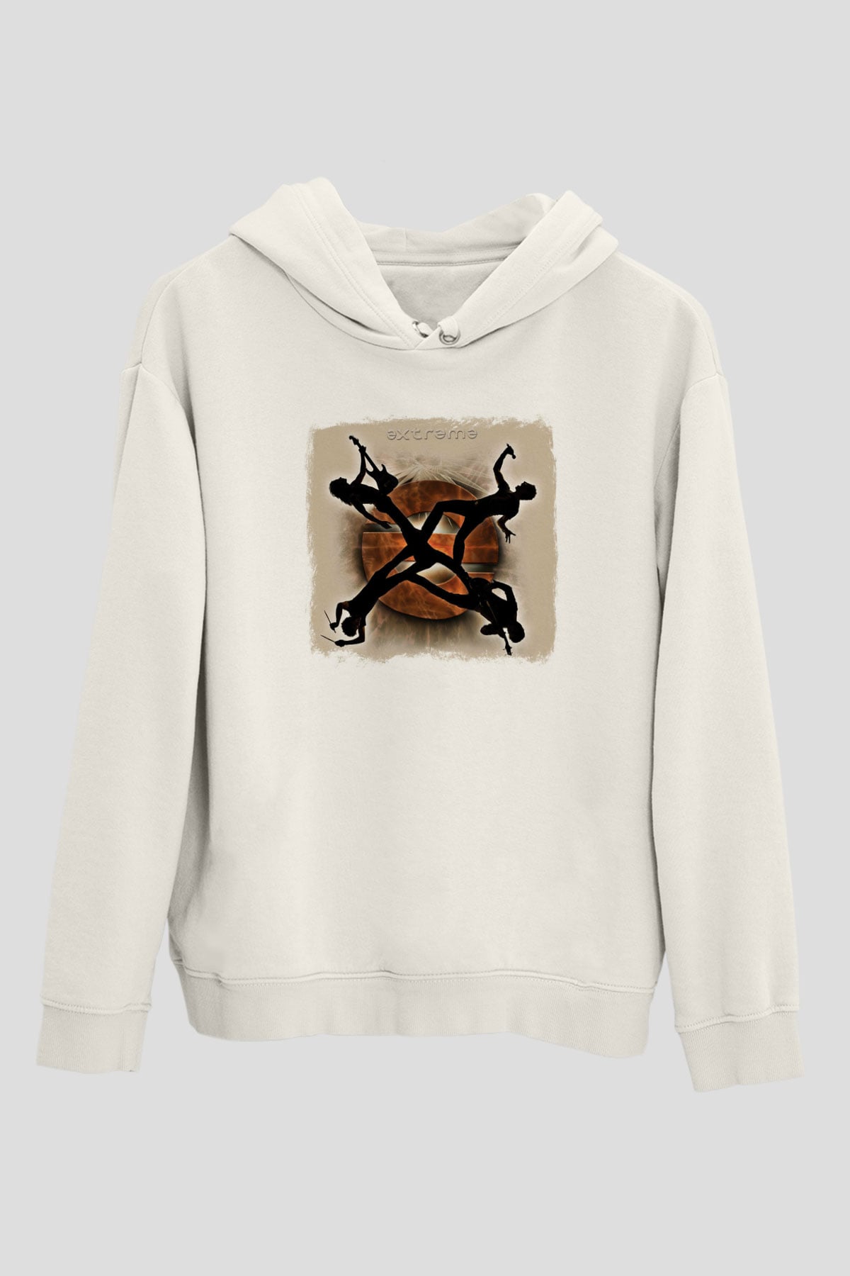 Extreme Baskılı Unisex Beyaz Hoodie