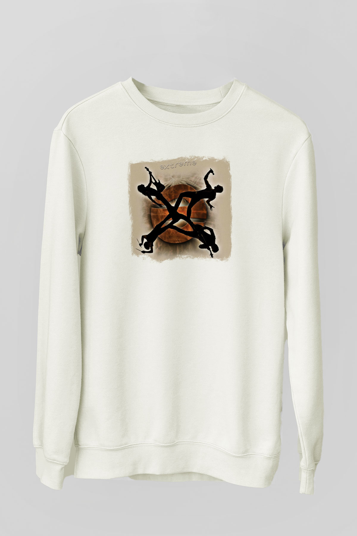 Extreme Baskılı Unisex Beyaz Sweatshirt