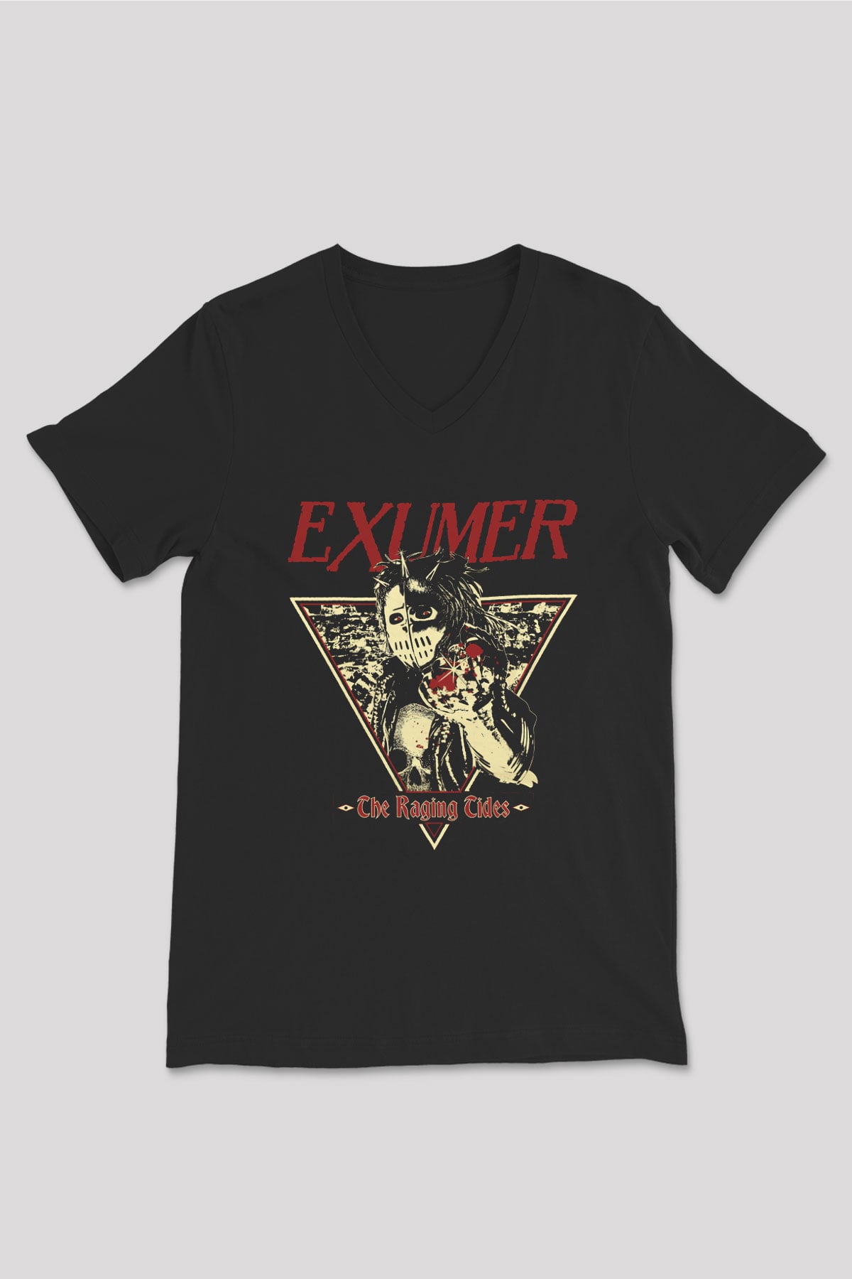 Exumer Siyah Unisex V Yaka Tişört