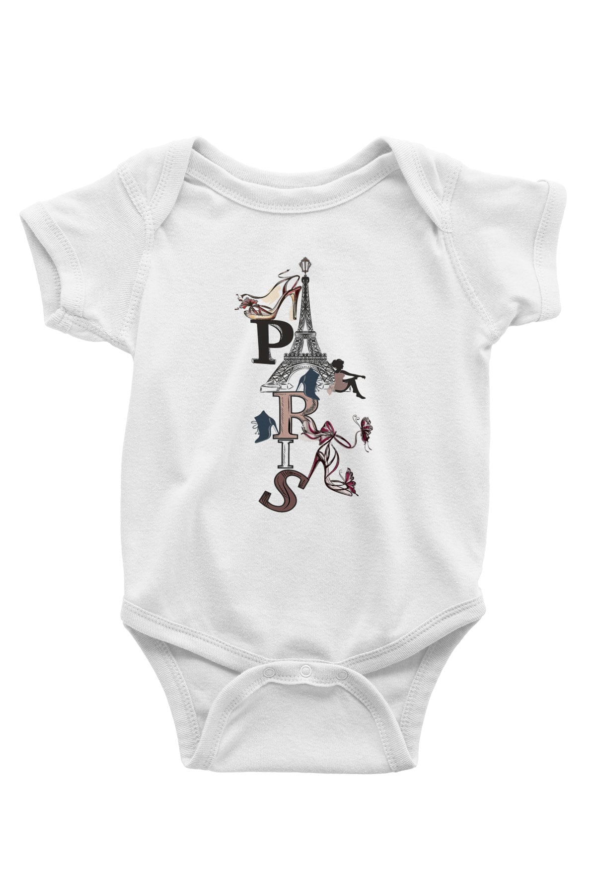 Eyfel Kulesi Baskılı Beyaz Unisex Bebek Body - Zıbın