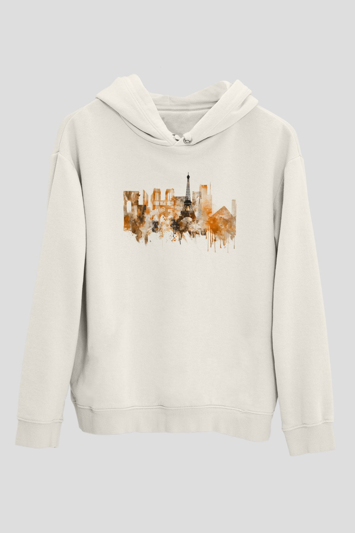 Eyfel Kulesi Beyaz Unisex Hoodie