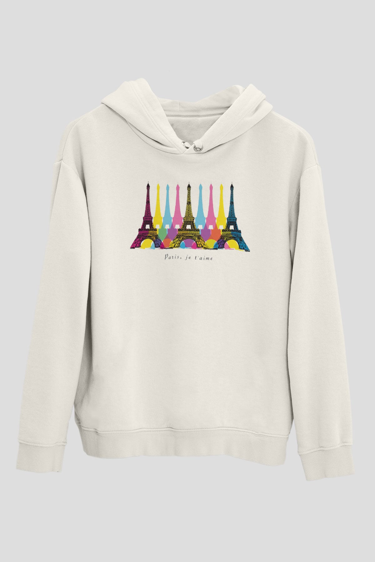 Eyfel Kulesi Beyaz Unisex Hoodie