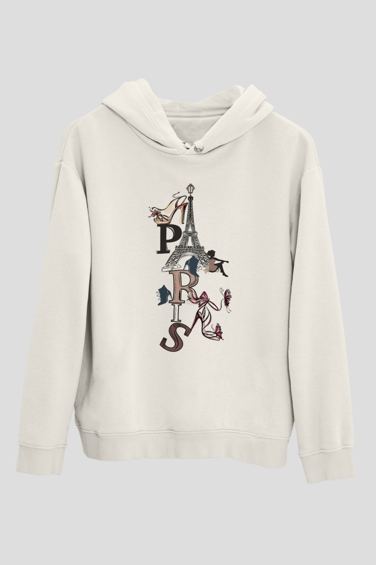 Eyfel Kulesi Beyaz Unisex Kapşonlu Sweatshirt