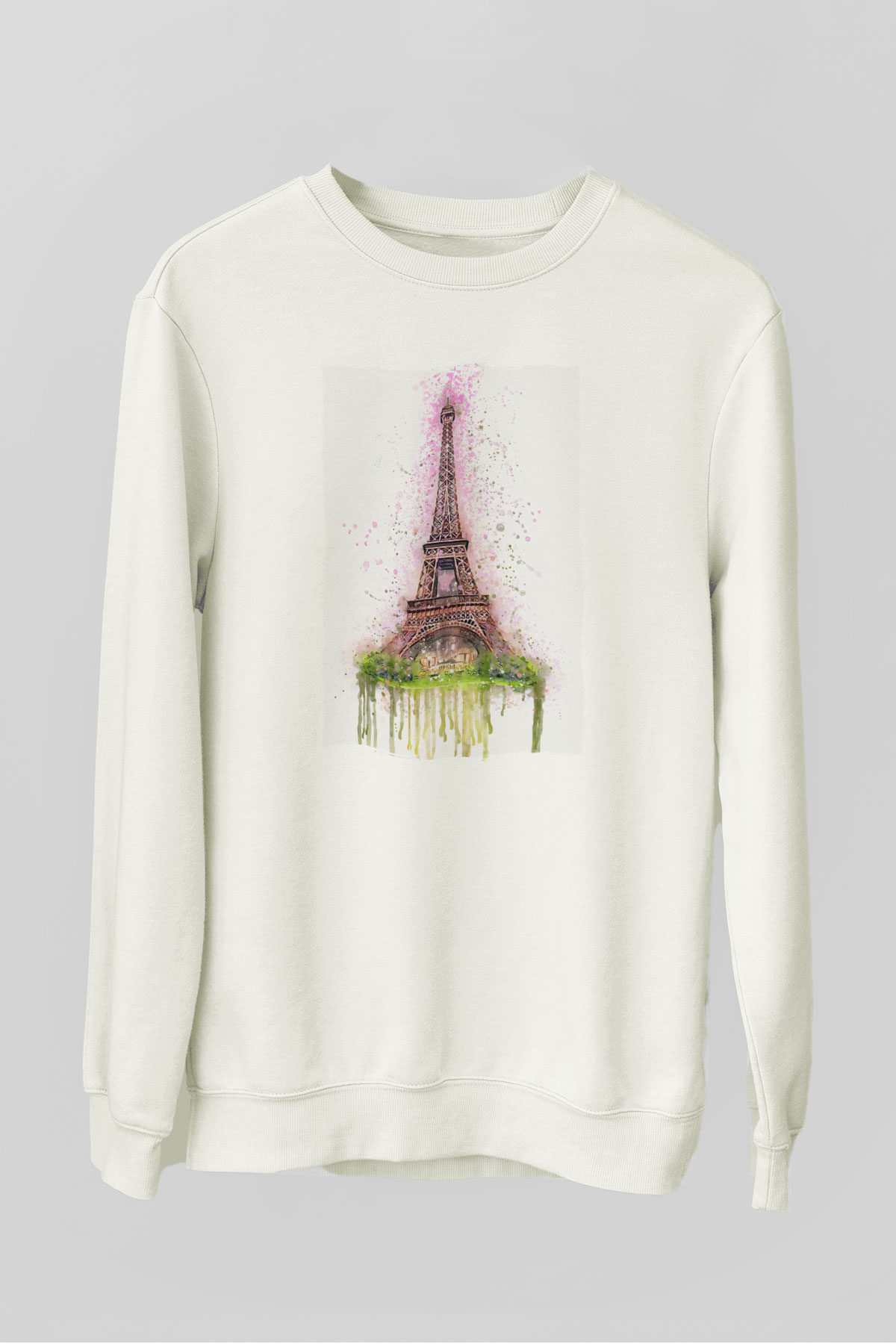 Eyfel Kulesi Beyaz Unisex Sweatshirt